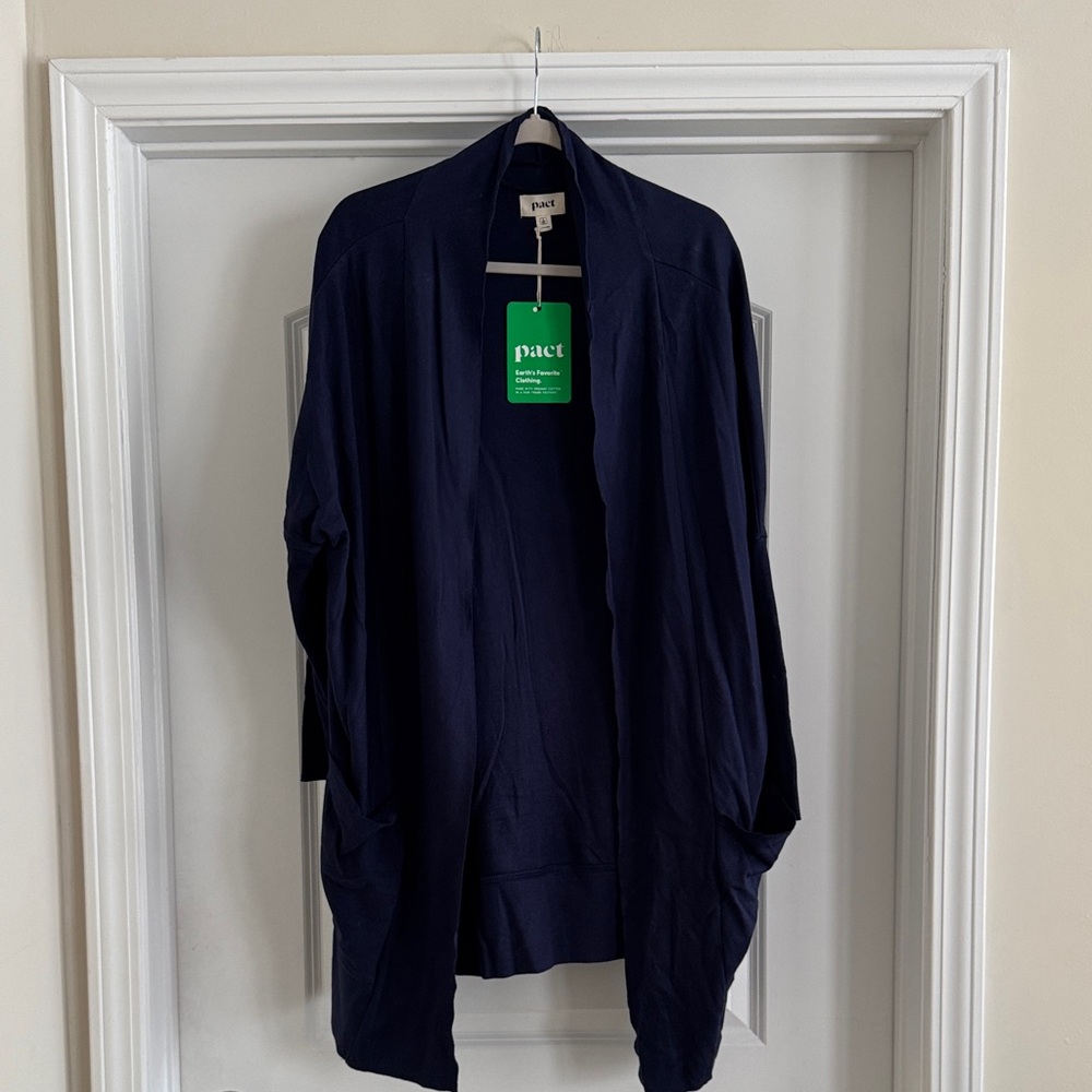 NWT: Pact Deep Blue Open Cardigan